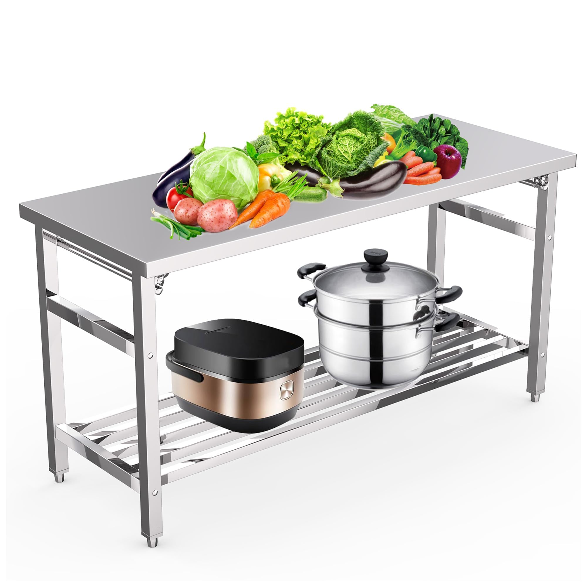 Meja Persiapan Lipat Stainless - Commercial Kitchen Table ulasan dan harga