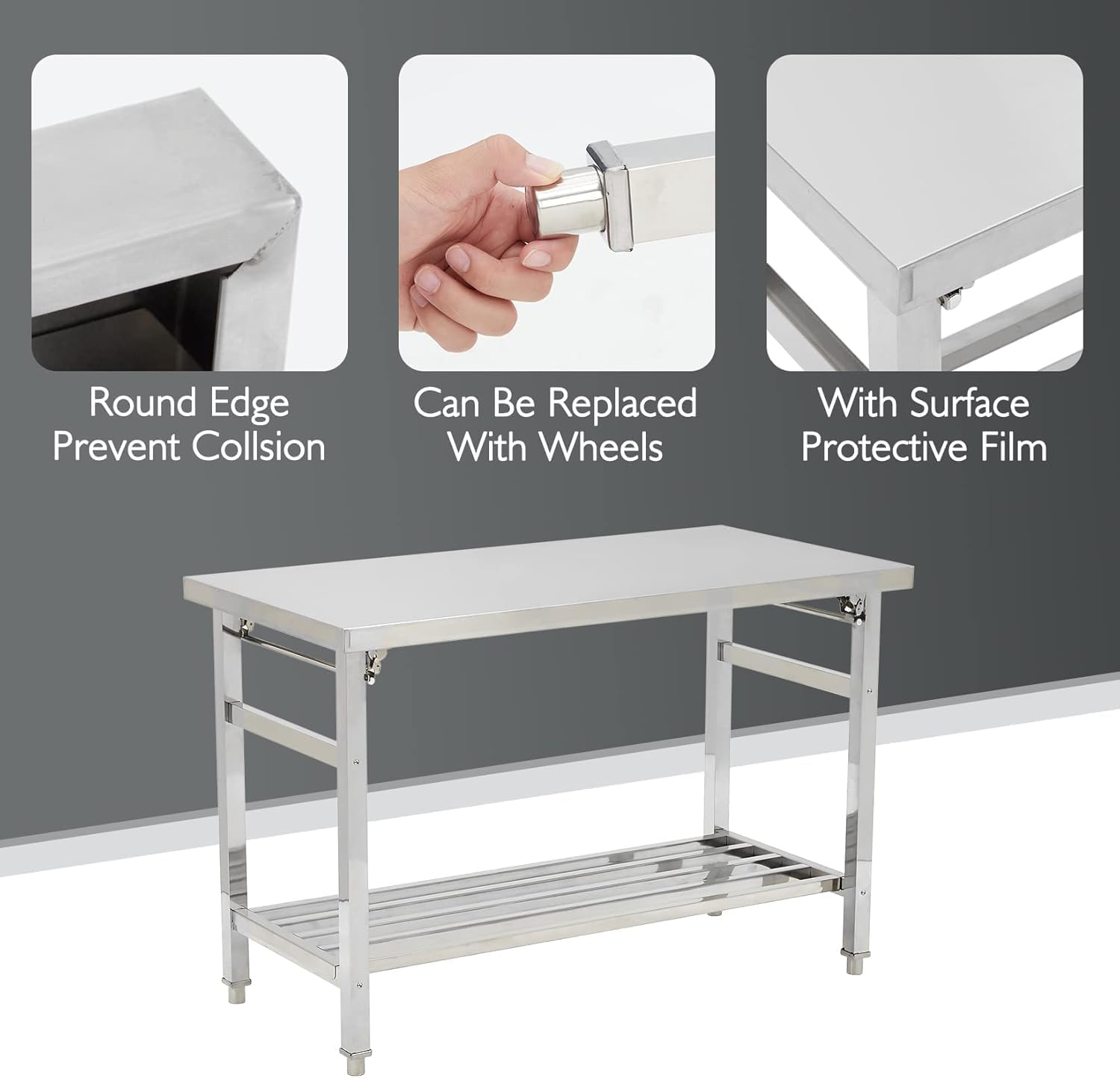 Meja Persiapan Lipat Stainless - Commercial Kitchen Table ulasan dan harga